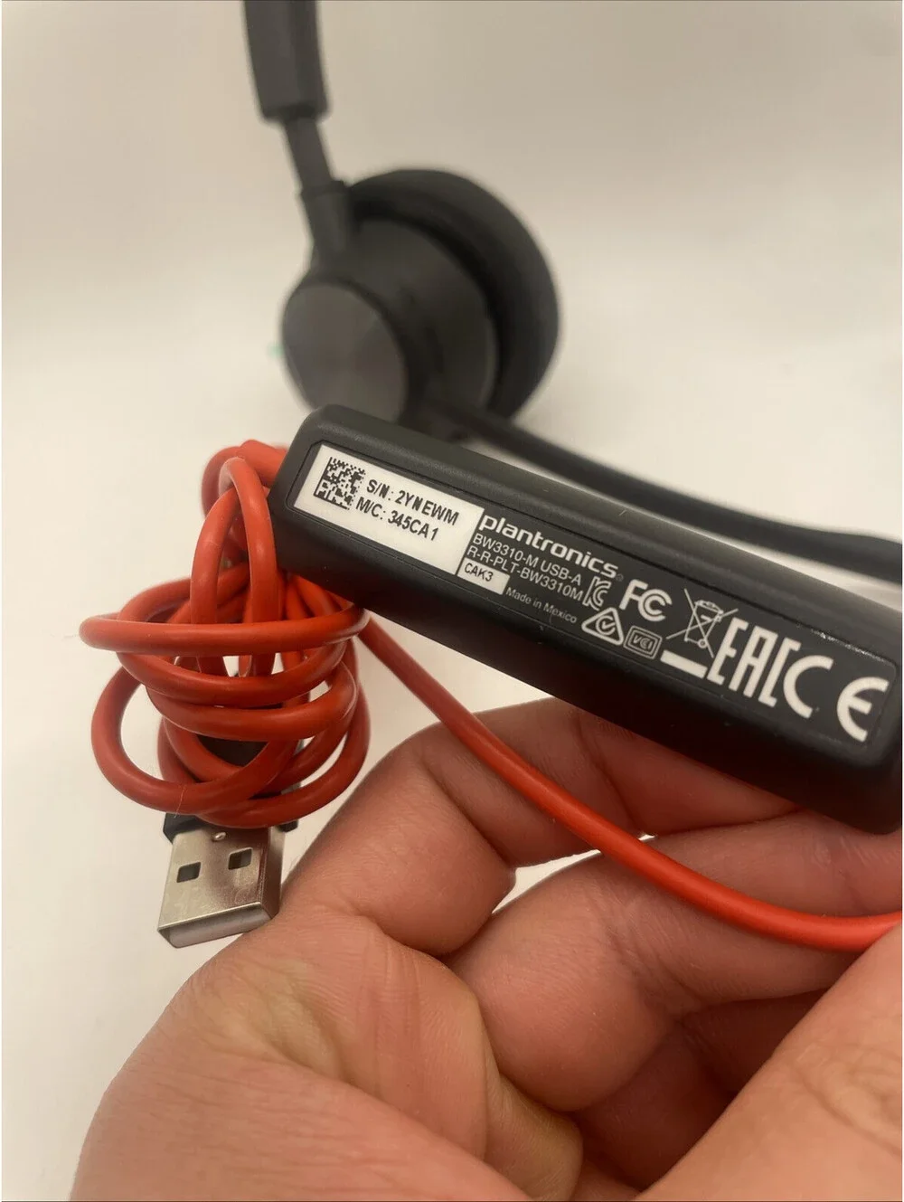 Plantronics Poly Blackwire 3310 On-Ear Headset BW3310 USB-A                (S12)
